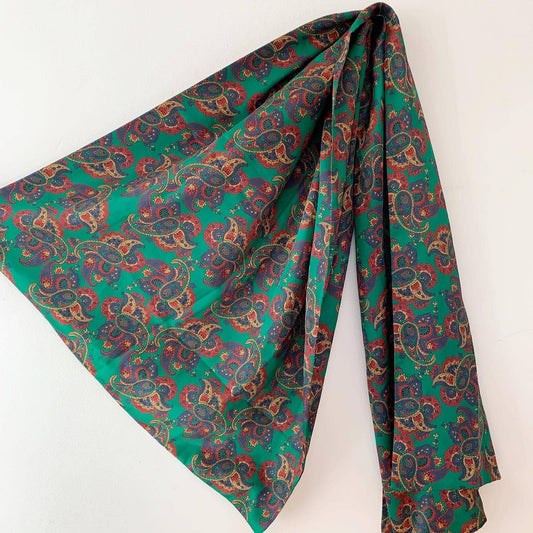 Vintage Paisley Silk Green Scarf