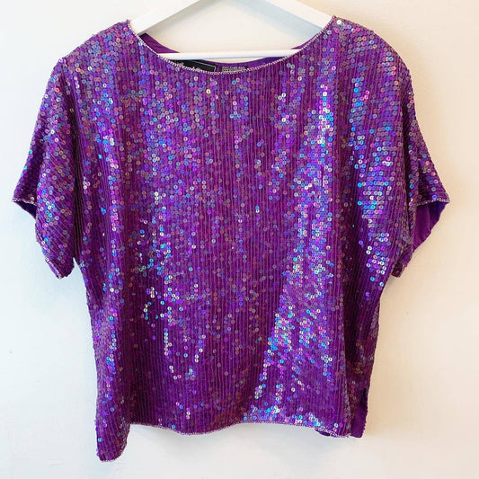 Vintage Jewel Queen Purple Sequin Blouse