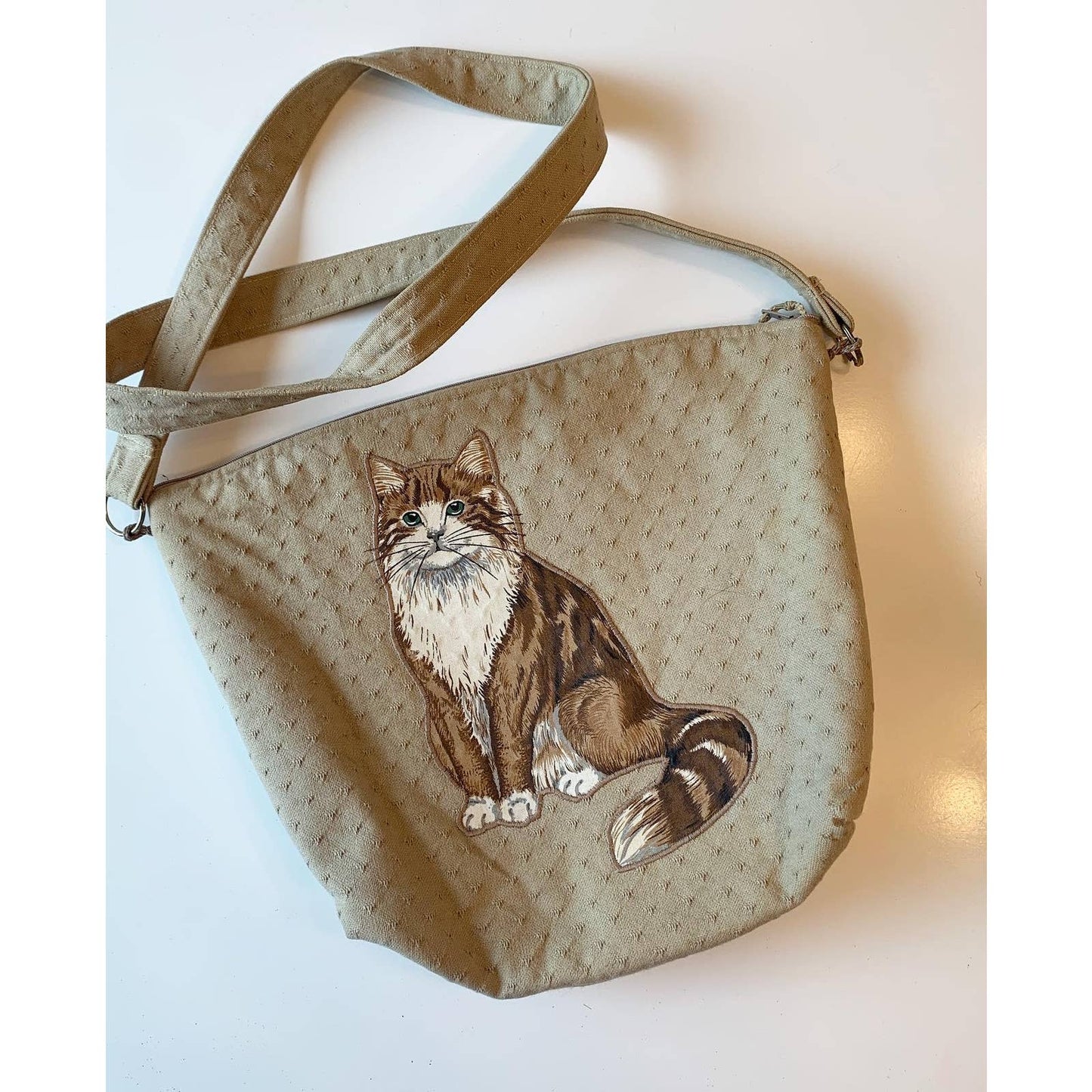 Vintage Cat Print Canvas Purse