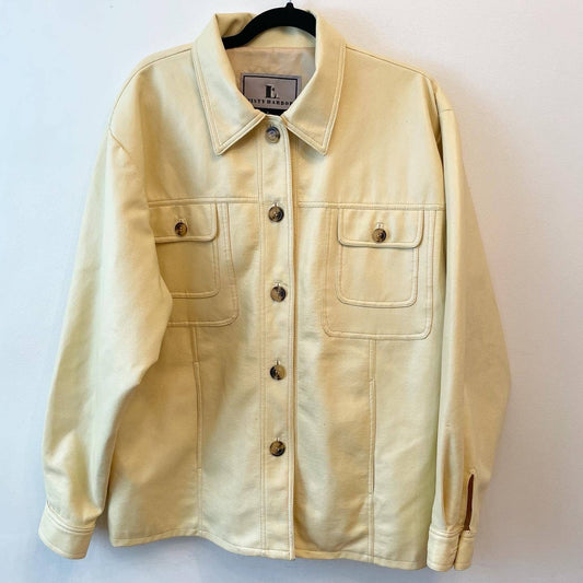 Vintage Misty Harbor Cream Faux Leather Jacket Shacket