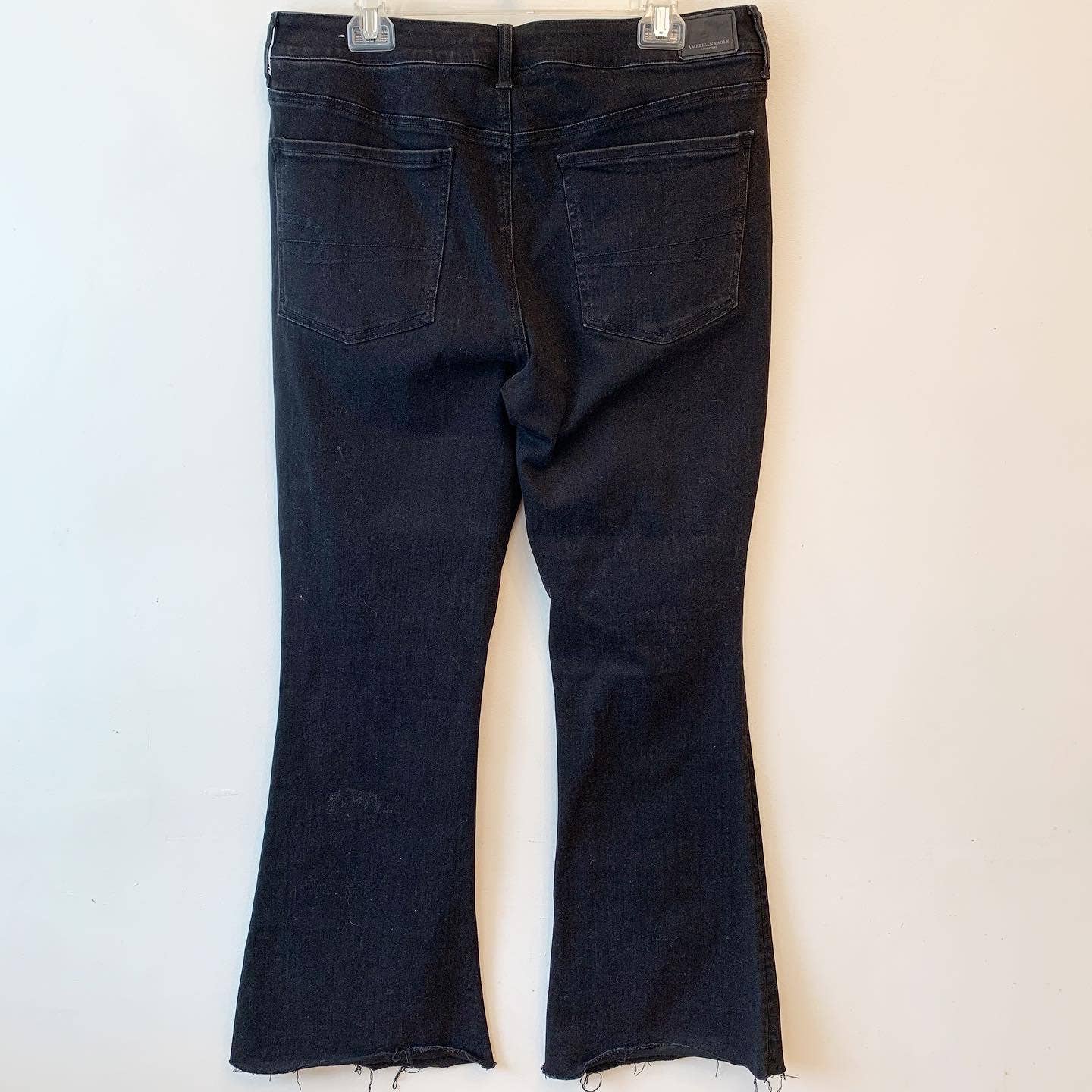 American Eagle Black Flare Super Stretch Jeans 16 Short