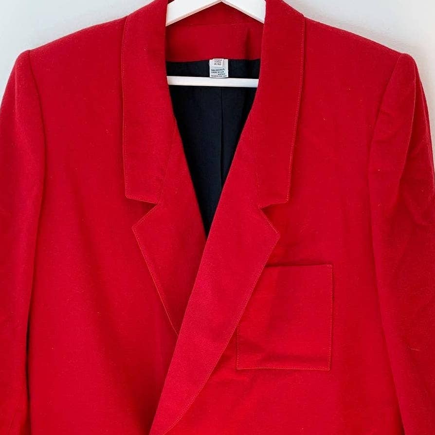 Vintage Red Wool Double Breasted Blazer