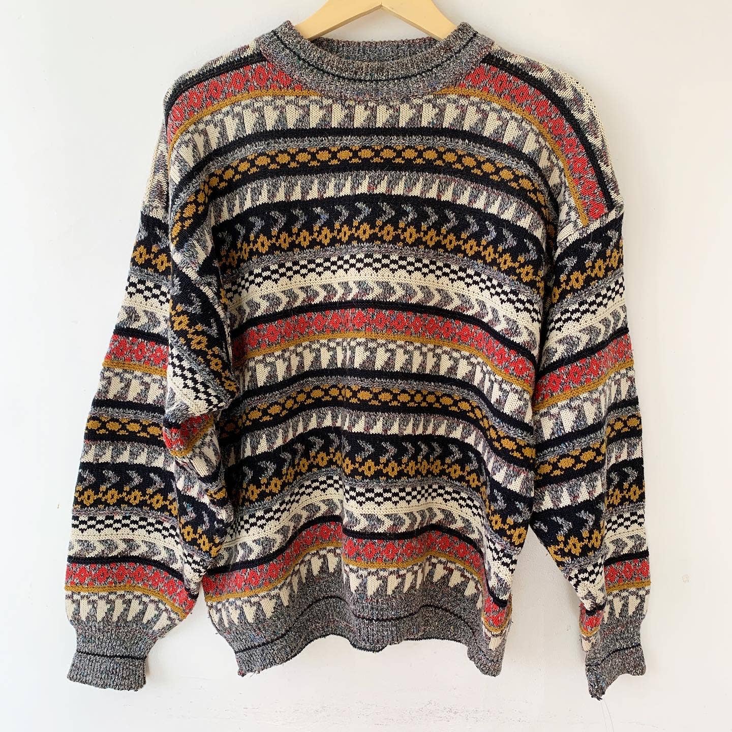 Reunion Vintage Men's Grandpa Chunky Striped Sweater
