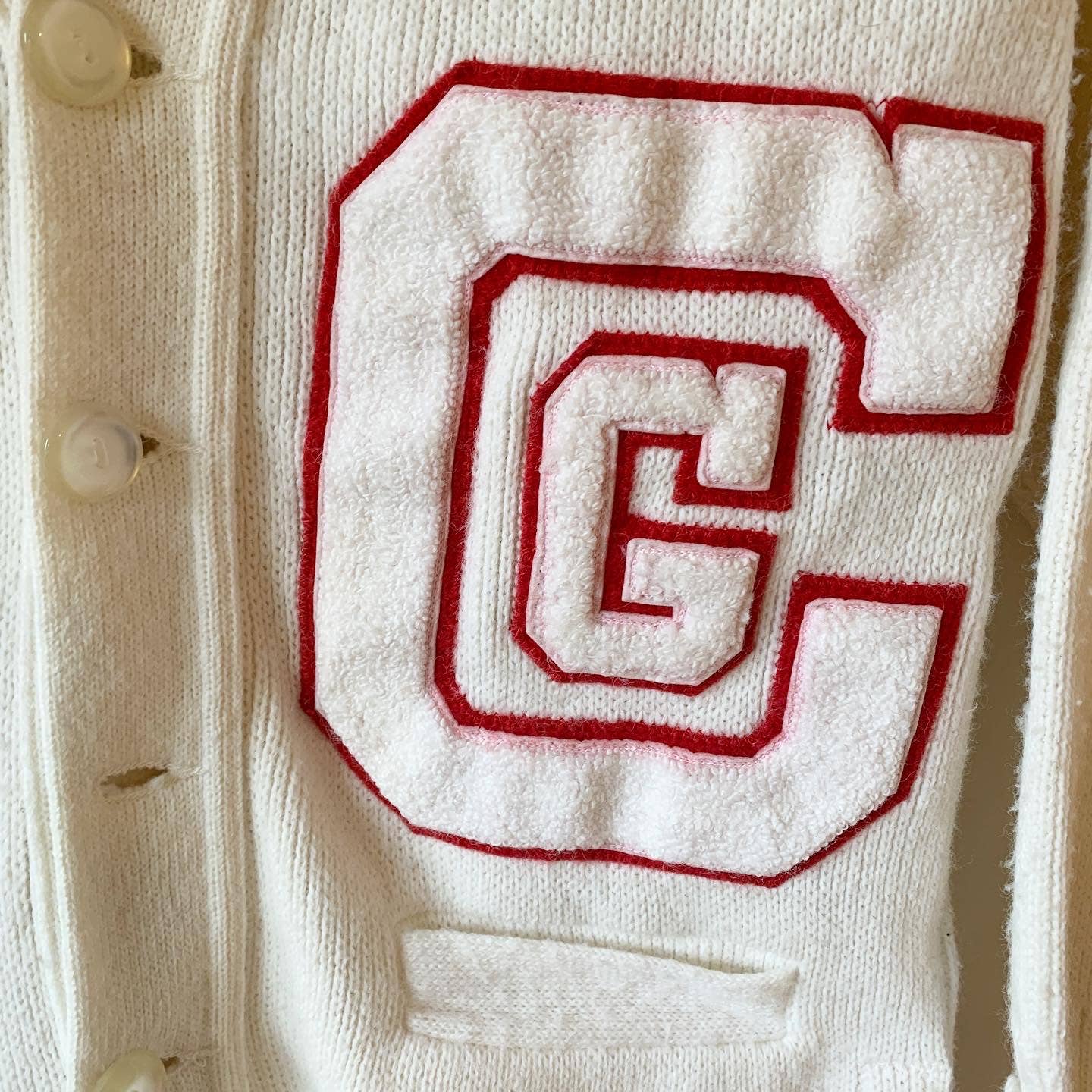 Vintage East Tenn White Red Varsity Cardigan Sweater