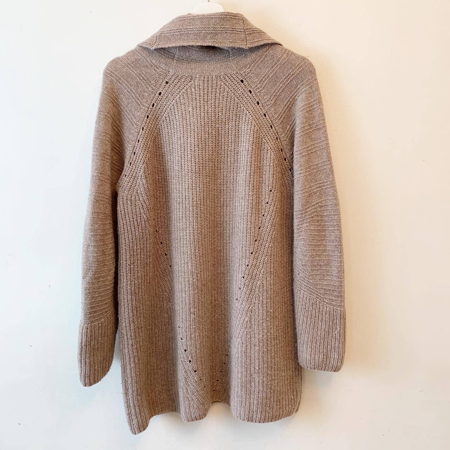 Neiman Marcus Tan Cashmere Cowl Neck Sweater