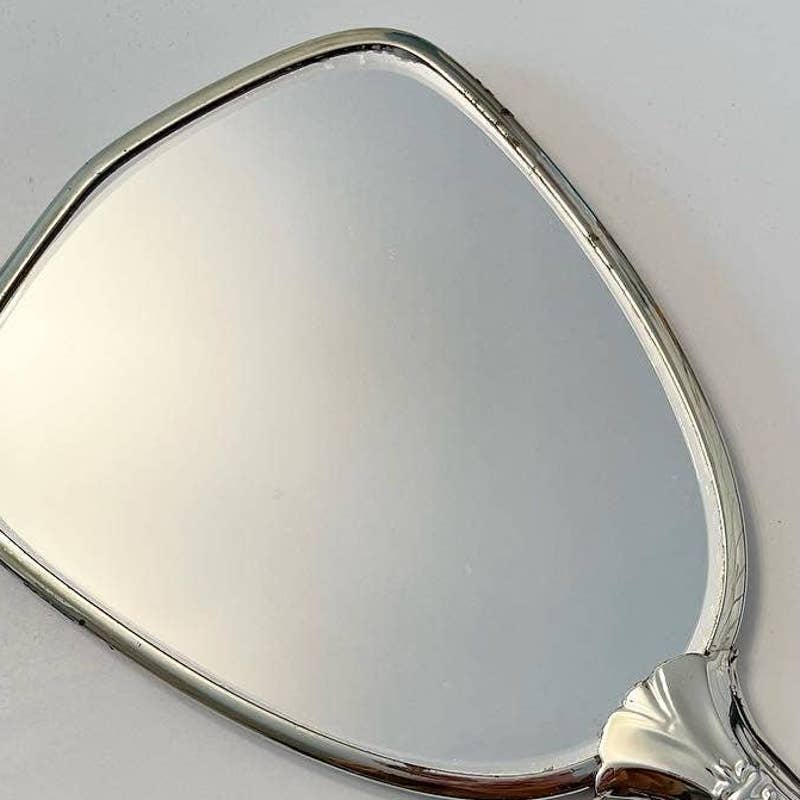 Vintage Blue Silver Hand Mirror
