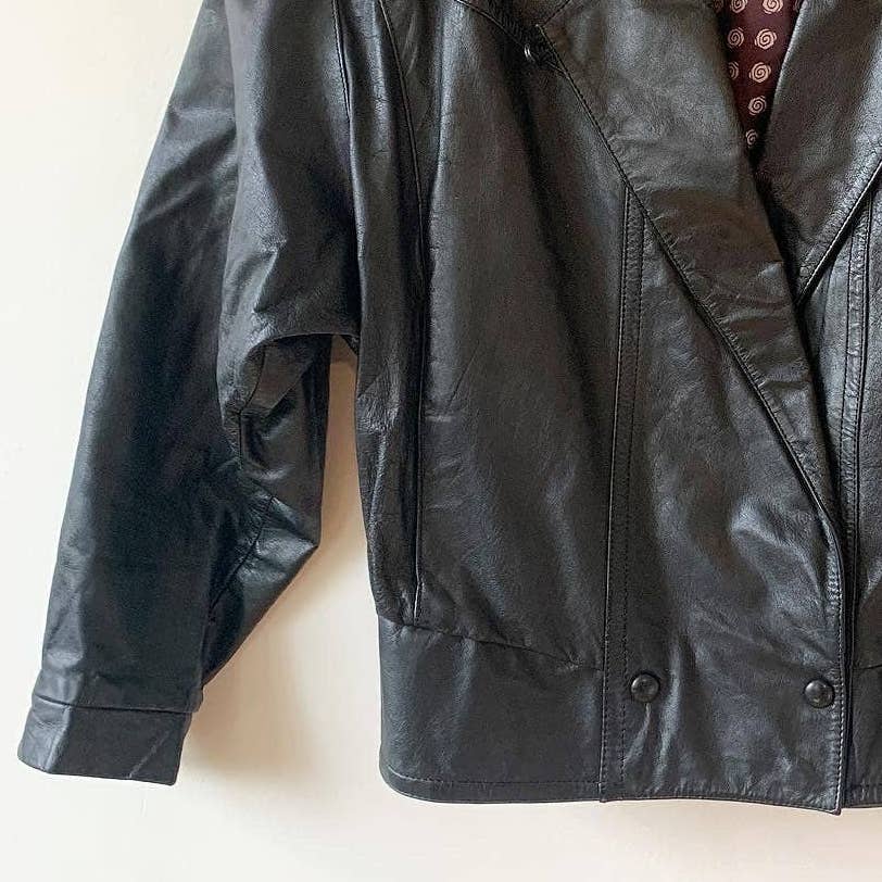 Pelle Cuir Vintage Leather Black Bomber Jacket