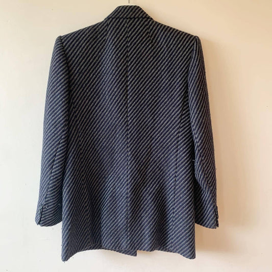 Vintage Harve Benard Navy Gray Stripe Wool Oversized Blazer