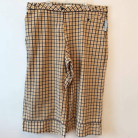 Maeve Anthropologie High Rise Plus Tan Black Crop Plaid Pants Trousers