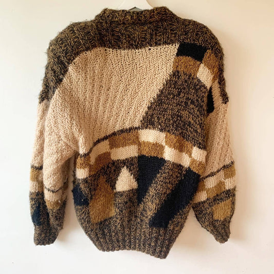 Vintage Andrelita by Constance Andrea Brown Chunky Knit Cardigan Sweater