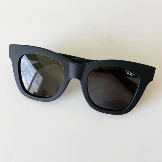 Quay Australia After Hours Large Square Black Matte Polarized Sunglasses