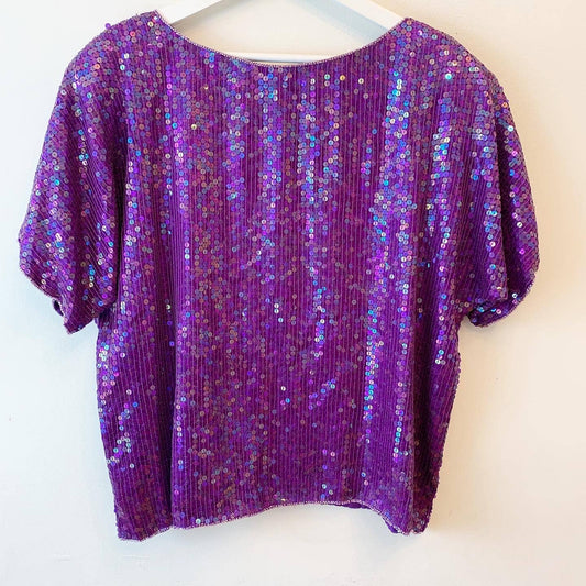 Vintage Jewel Queen Purple Sequin Blouse