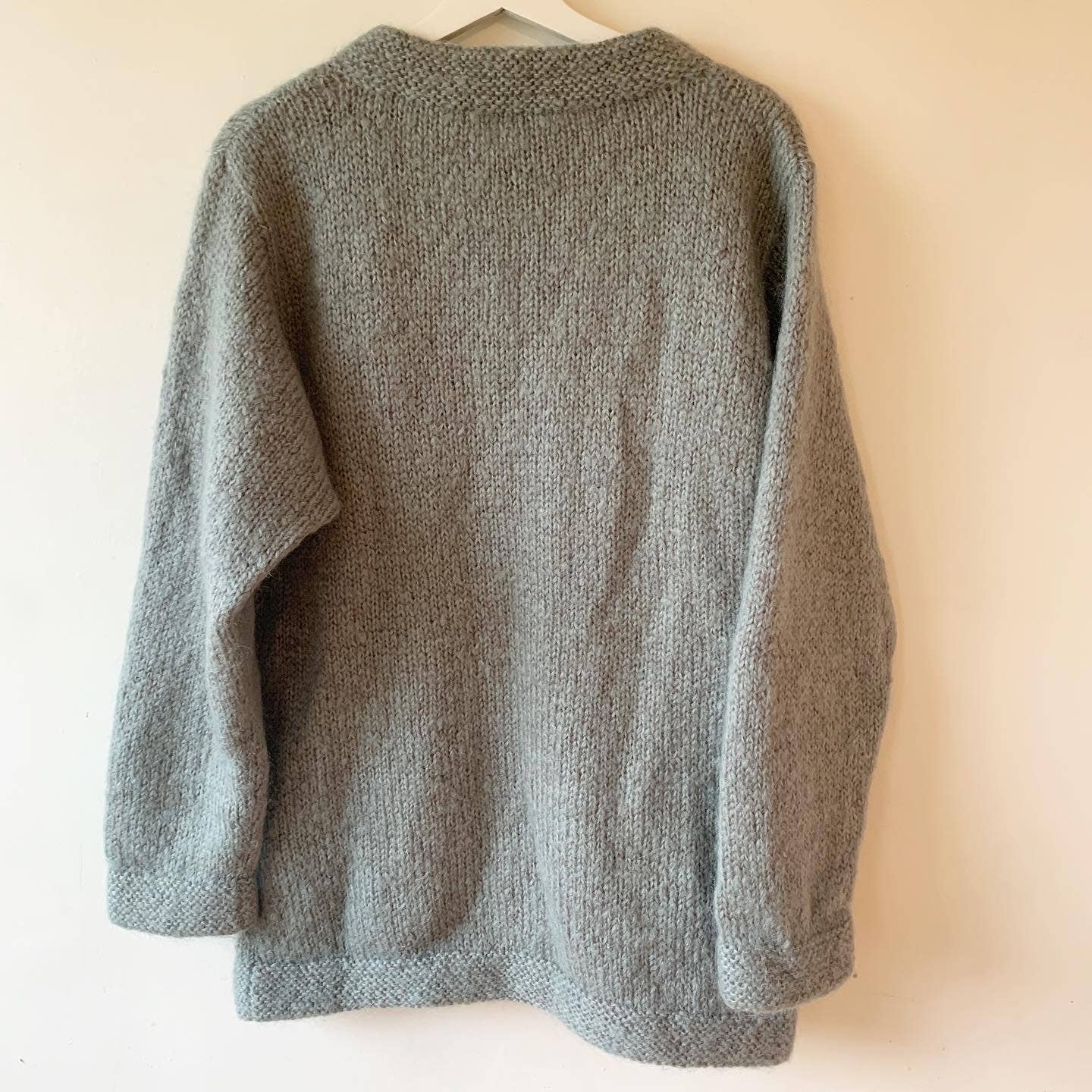 Vintage Garnet Hill Green Flower Print Mohair Knit Sweater