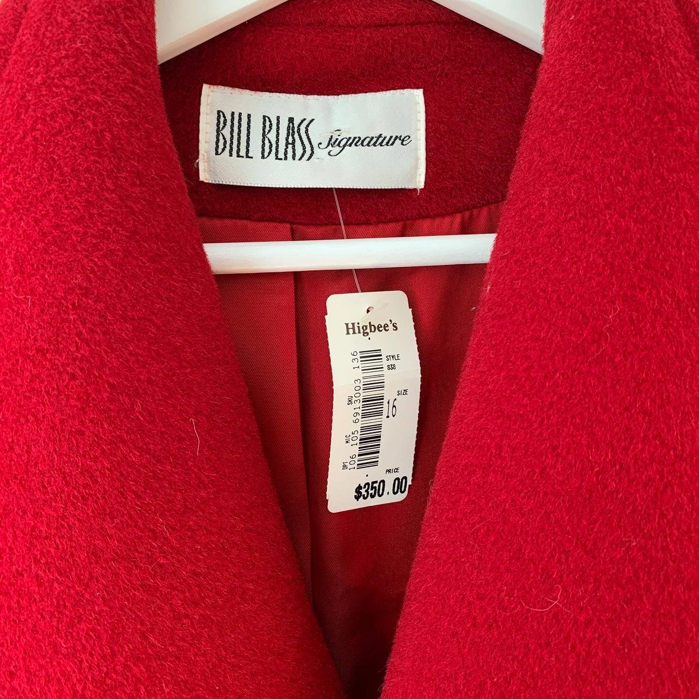 Vintage Bill Blass Higbee's Red Wool Overcoat