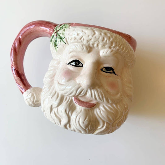 Vintage Hand Painted Ceramic Santa Mug 20 ounce