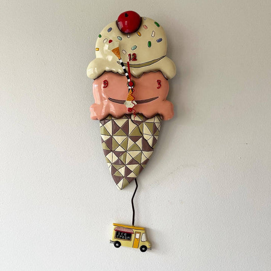 Allen Designs Scoops Ice Cream Shaped Pendulum Novelty Clock