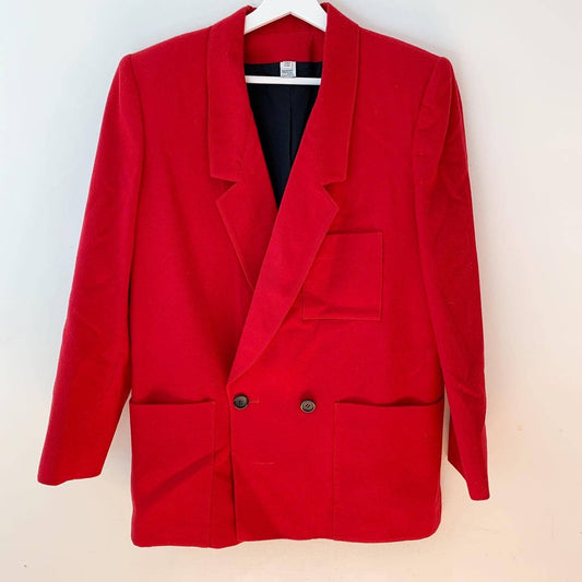 Vintage Red Wool Double Breasted Blazer