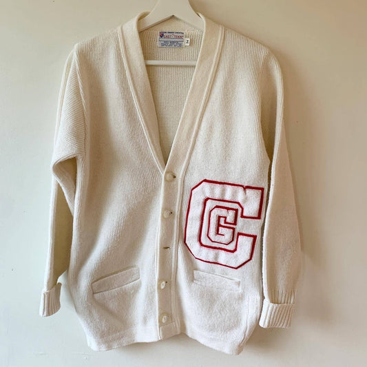 Vintage East Tenn White Red Varsity Cardigan Sweater