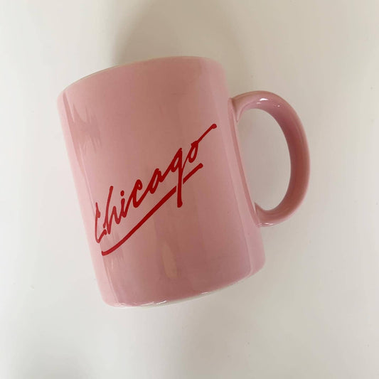 Vintage Pink and Red Chicago Coffee Mug