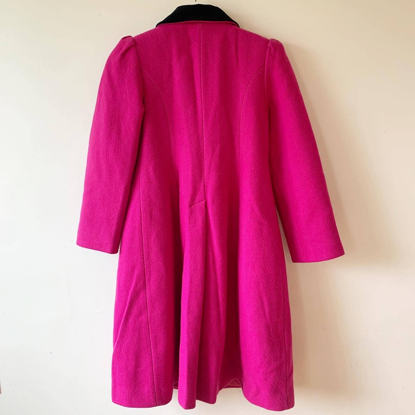 Vintage Rothschild Pink Wool Victorian Wool Coat with Velvet Trim 10
